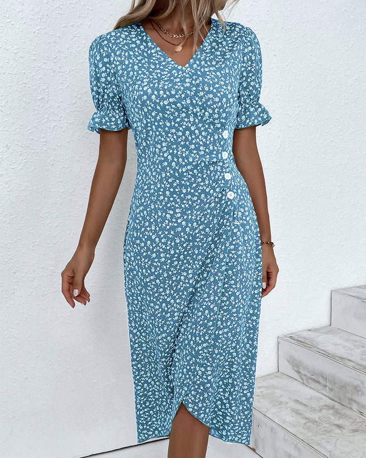 ELLAINE | ELEGANT FLORAL TUMMY-COVERAGE SUMMER DRESS