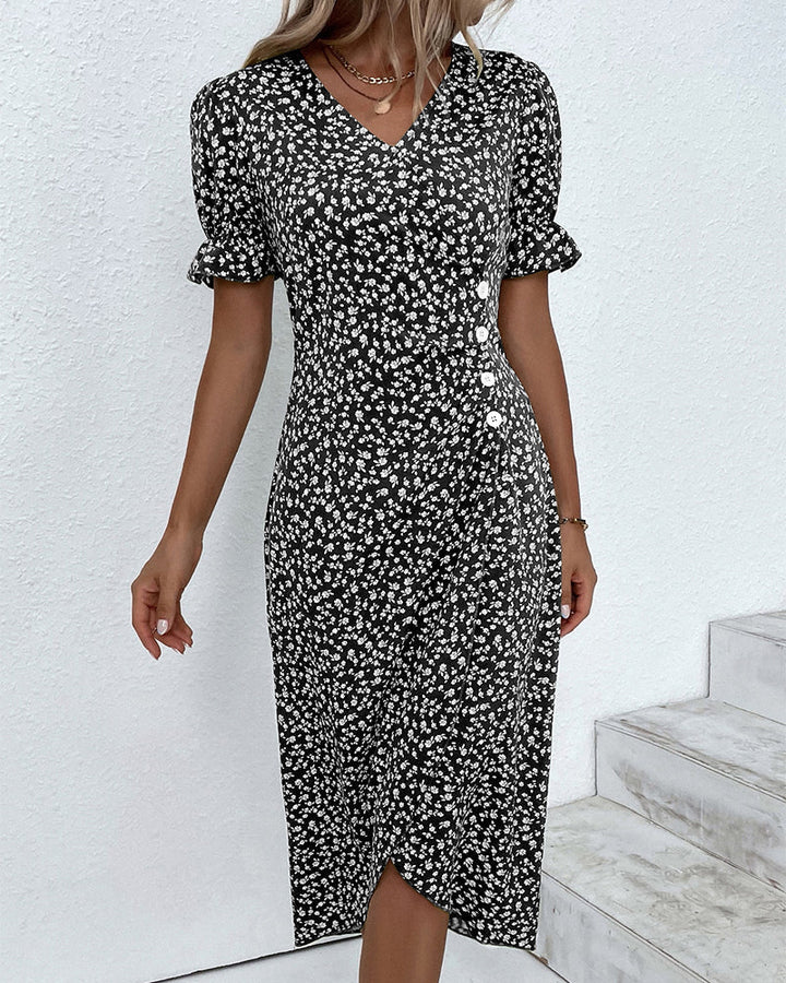 ELLAINE | ELEGANT FLORAL TUMMY-COVERAGE SUMMER DRESS