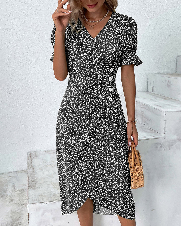 ELLAINE | ELEGANT FLORAL TUMMY-COVERAGE SUMMER DRESS