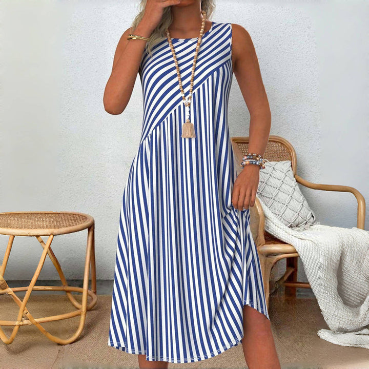 HEIDI | ELEGANT STRIPED TUMMY-COVERAGE DRESS