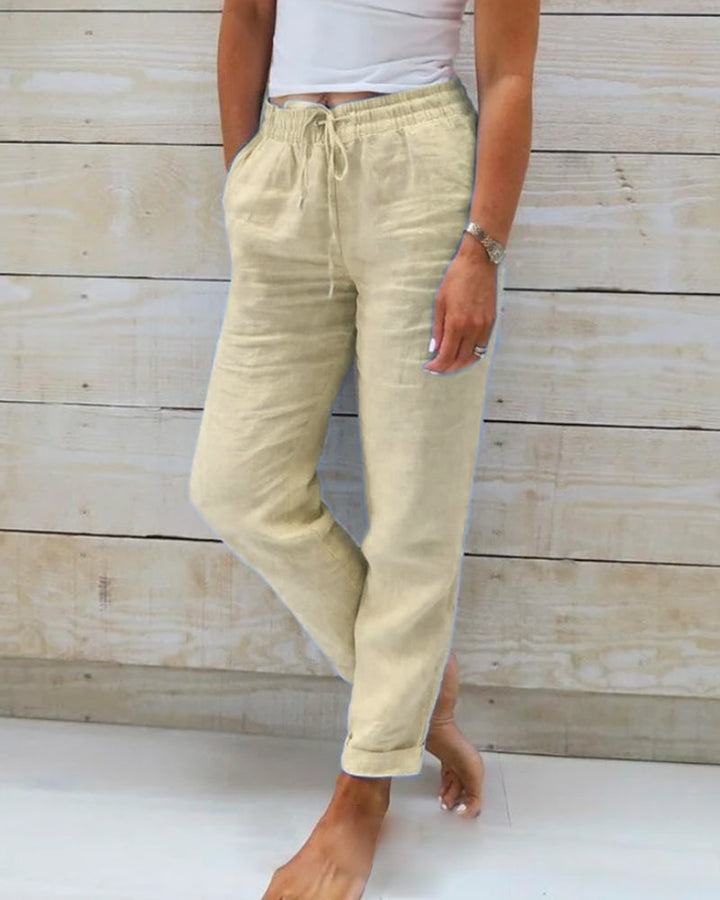 JANELLA | ELEGANT TUMMY-COVERAGE LINEN TROUSERS