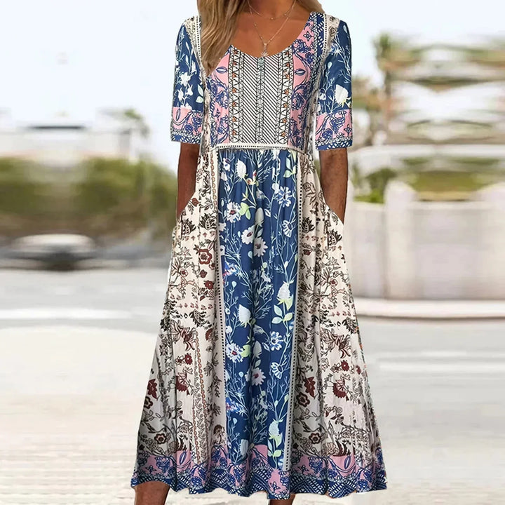 MARGOT | ELEGANT BOHO TUMMY-COVERAGE MIDI DRESS