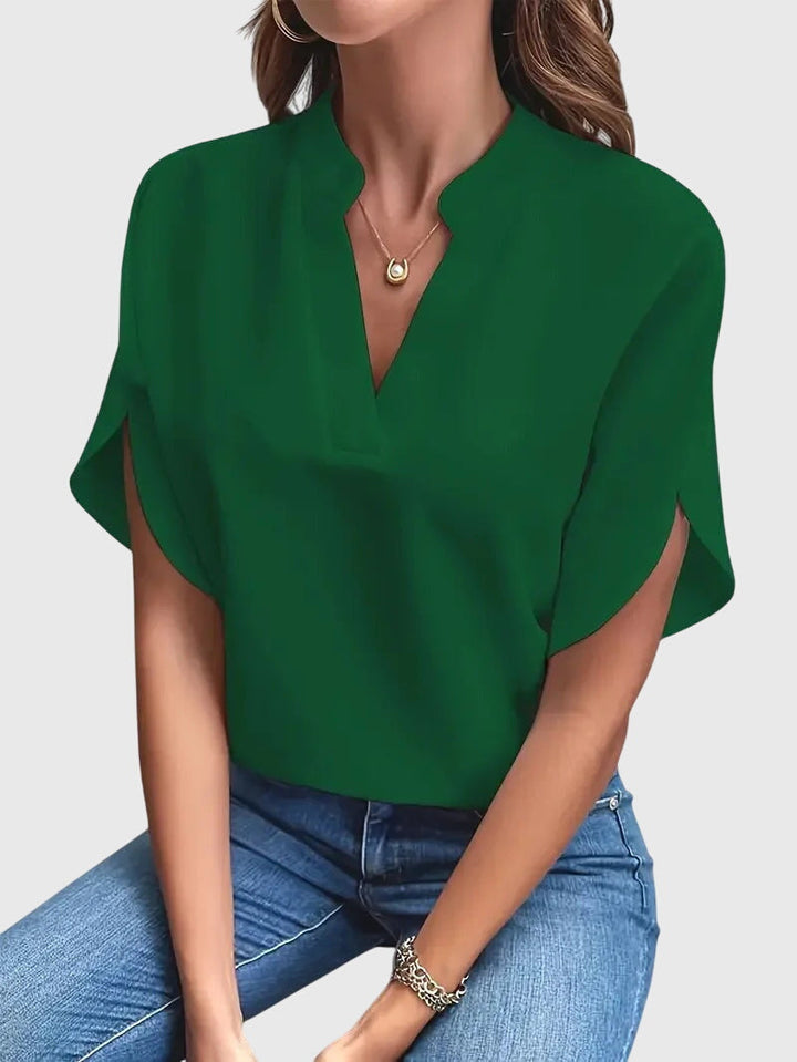 BEATRIX | LUXURY V-NECK SHIRT WITH SOFT TEXTURES