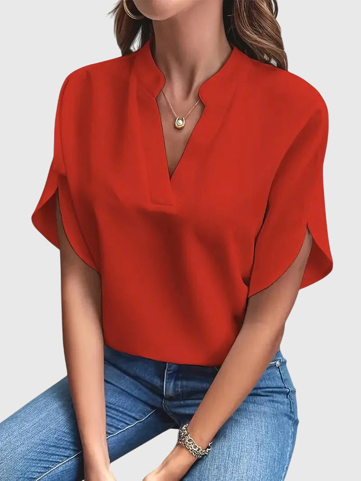 BEATRIX | LUXURY V-NECK SHIRT WITH SOFT TEXTURES