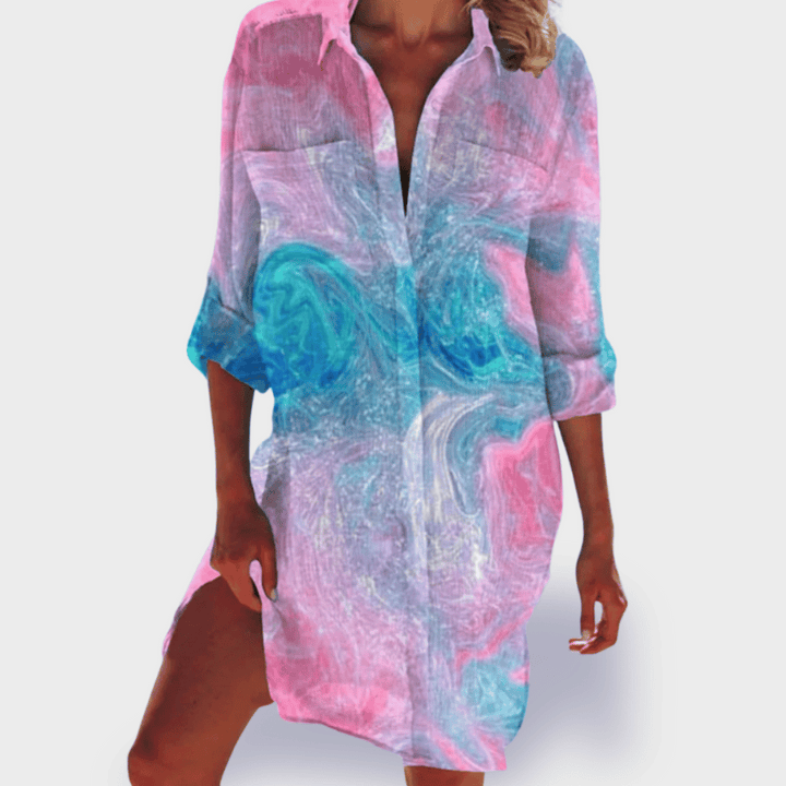 GRACE | ELEGANT VIBRANT TUMMY-COVERAGE DRAPED DRESS