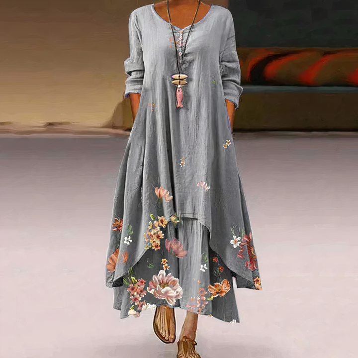 FLORA | ELEGANT FLORAL TUMMY-COVERAGE MAXI DRESS