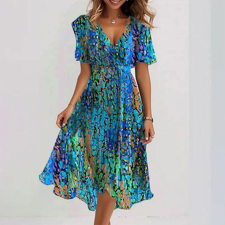 MARY | ELEGANT BLUE MIDI DRESS WITH FLATTERING CUT