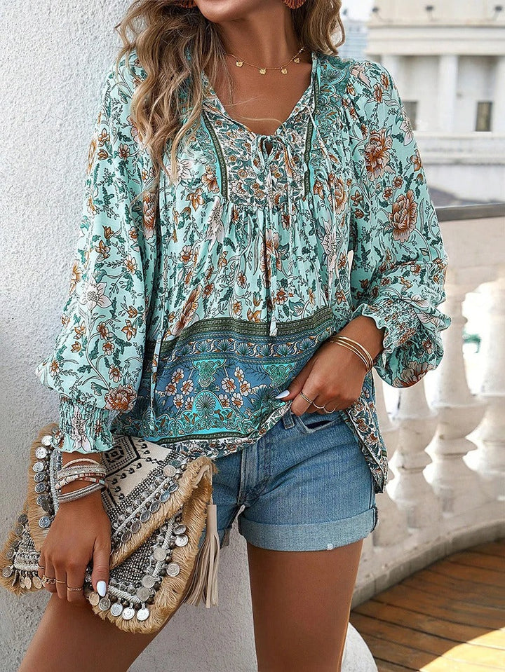 AGNES | FLORAL BUTTON-DOWN BLOUSE WITH LOOSE FIT