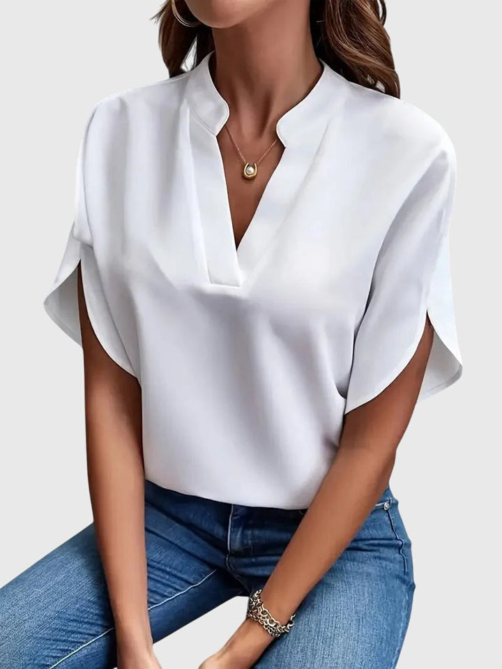 BEATRIX | LUXURY V-NECK SHIRT WITH SOFT TEXTURES