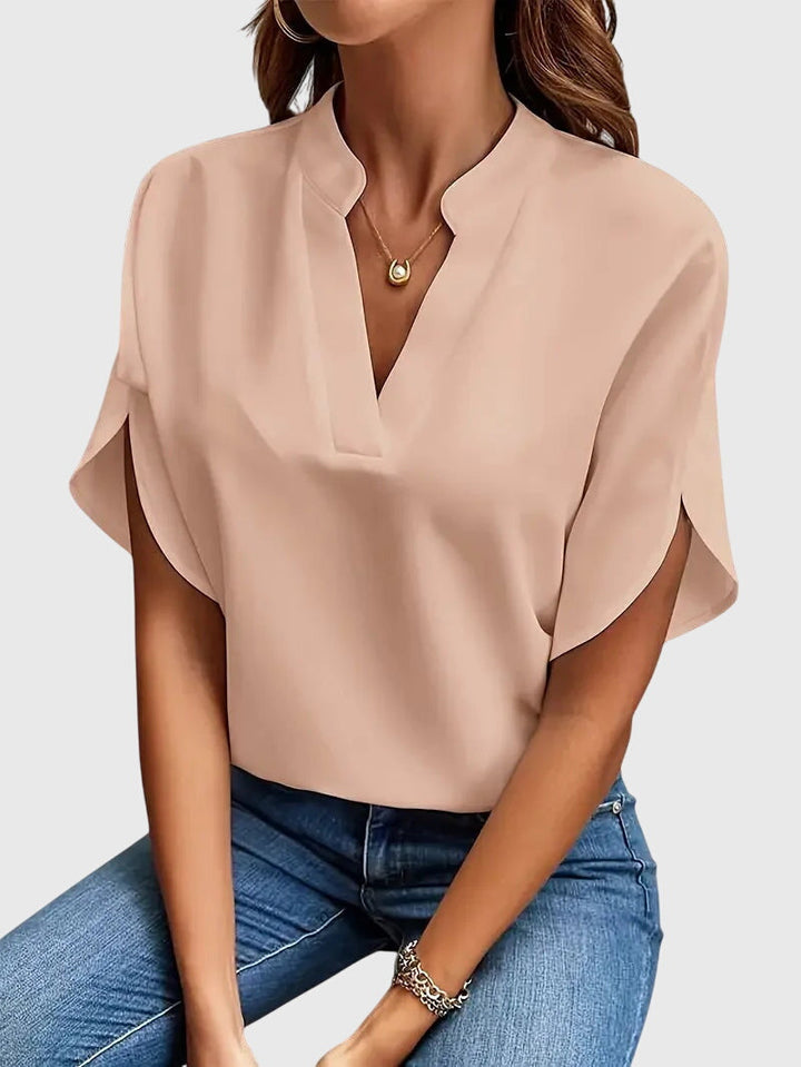 BEATRIX | LUXURY V-NECK SHIRT WITH SOFT TEXTURES
