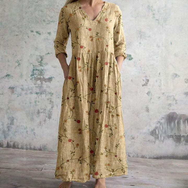 LEANNE | ELEGANT FLORAL TUMMY-COVERAGE MAXI DRESS