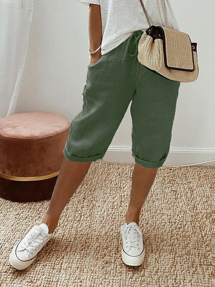 FRANCES | BREATHABLE COTTON-LINEN COMFORT SHORTS