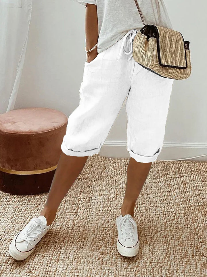 FRANCES | BREATHABLE COTTON-LINEN COMFORT SHORTS