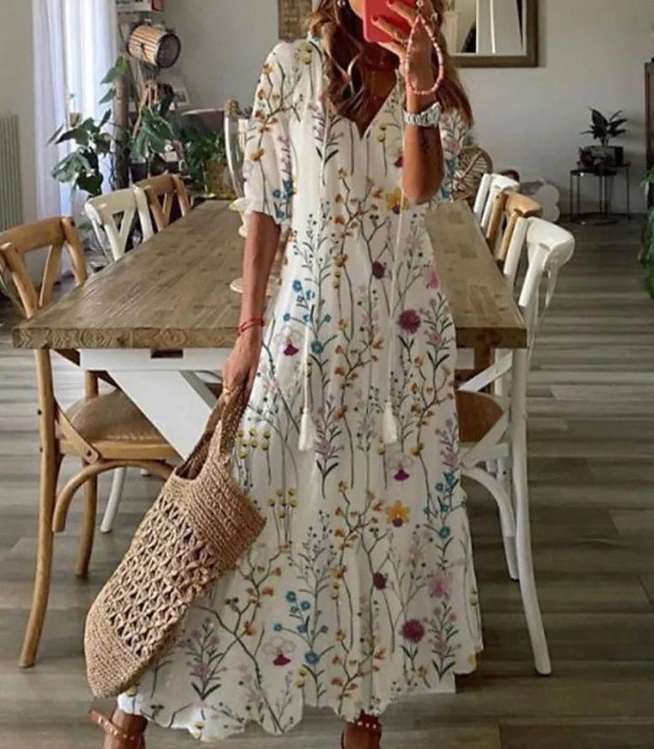 DAISY | ELEGANT FLORAL TUMMY-COVERAGE MAXI DRESS