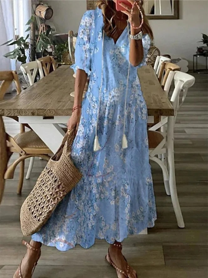 DAISY | ELEGANT FLORAL TUMMY-COVERAGE MAXI DRESS