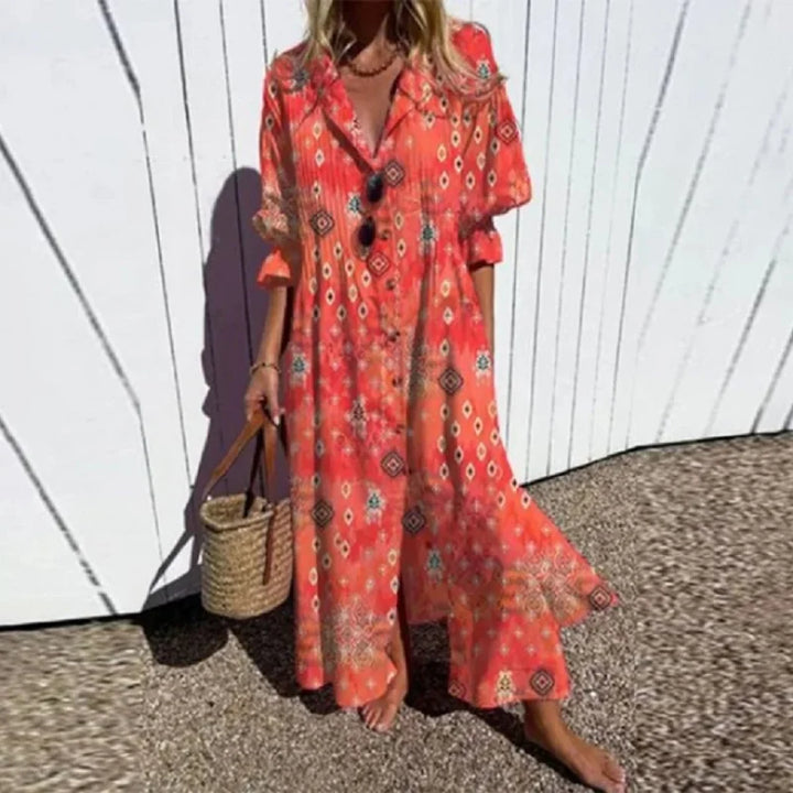 EVIE | ELEGANT FLORAL TUMMY-COVERAGE MAXI DRESS
