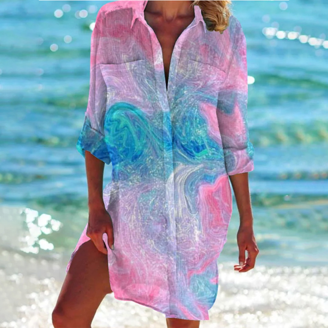 IDA | ELEGANT A-LINE TUMMY-COVERAGE SHIRT DRESS