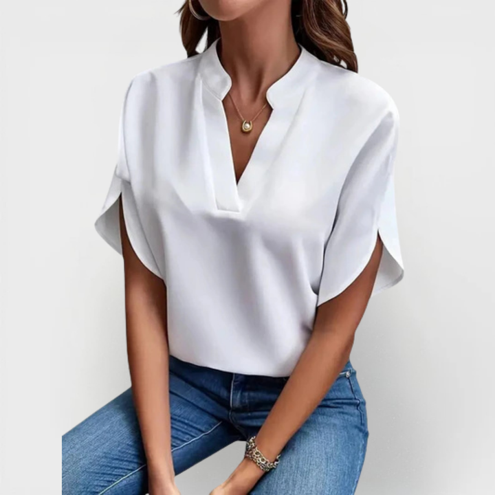 BEATRIX | LUXURY V-NECK SHIRT WITH SOFT TEXTURES