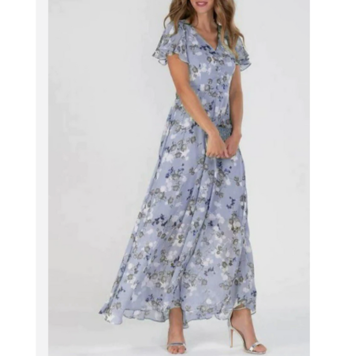 ERICA | ELEGANT FLORAL TUMMY-COVERAGE MAXI DRESS