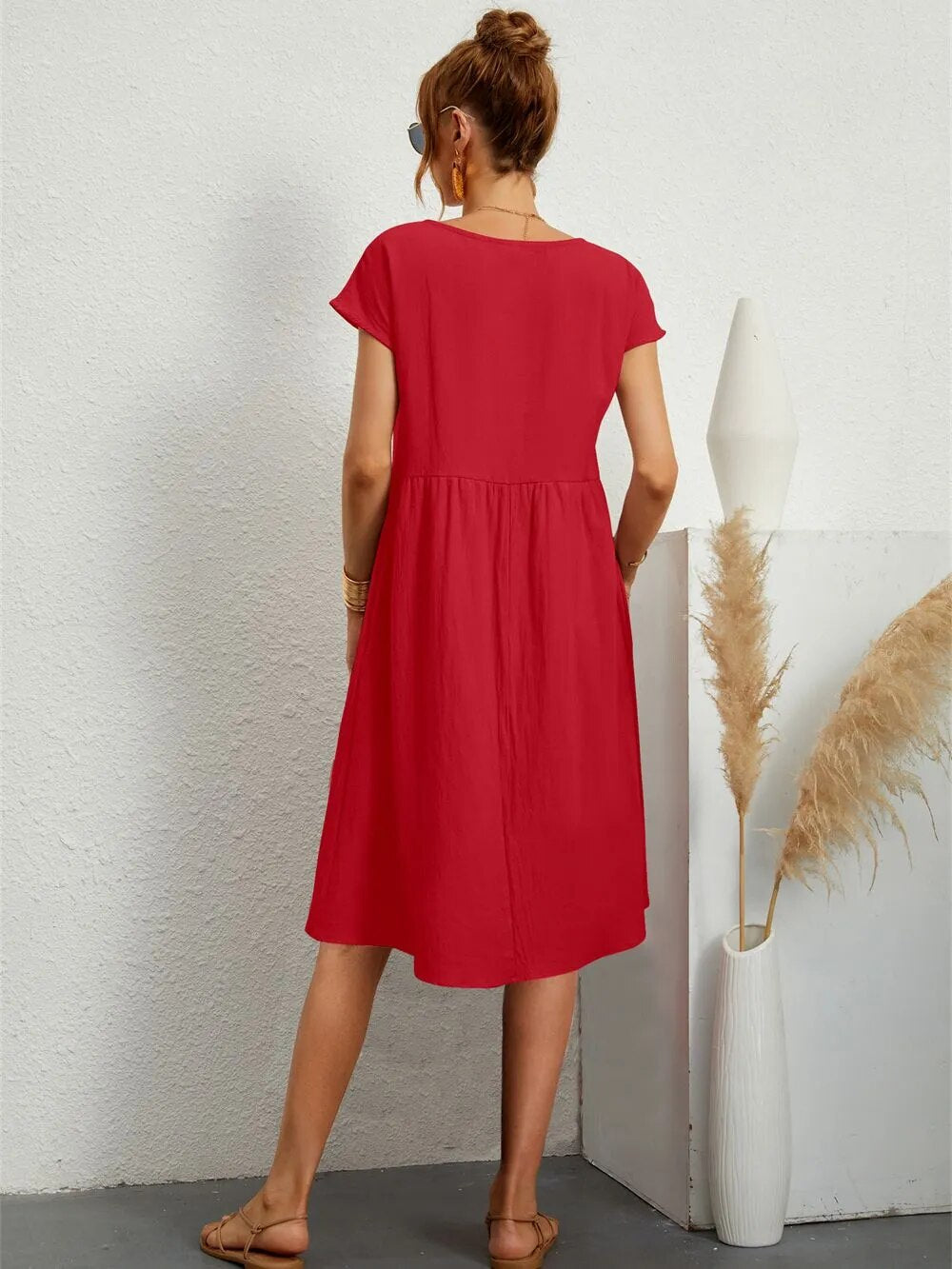 MILENA | ELEGANT DRAPED DRESS WITH FLATTERING TUMMY COVERAGE