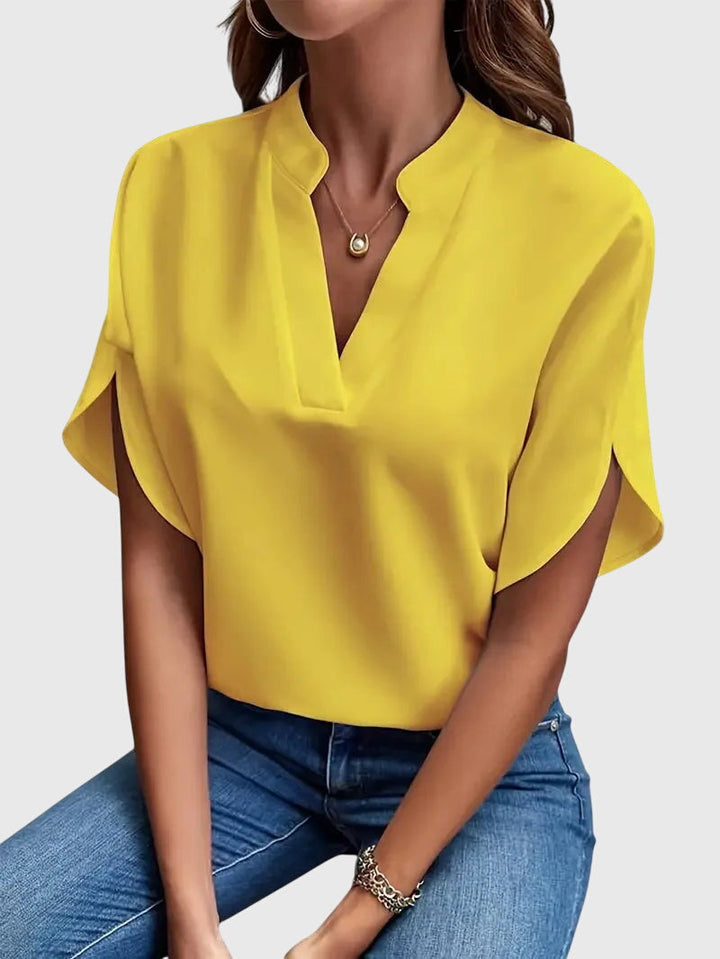 BEATRIX | LUXURY V-NECK SHIRT WITH SOFT TEXTURES