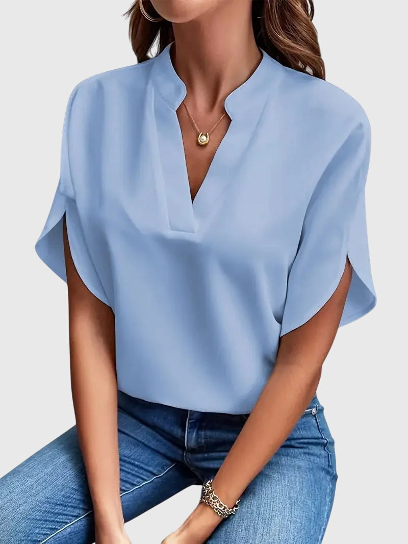 BEATRIX | LUXURY V-NECK SHIRT WITH SOFT TEXTURES
