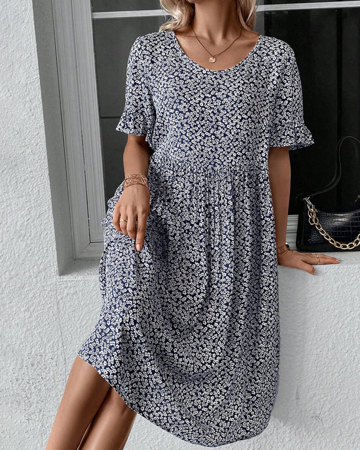 CAROL | ELEGANT FLORAL TUMMY-COVERAGE DRESS