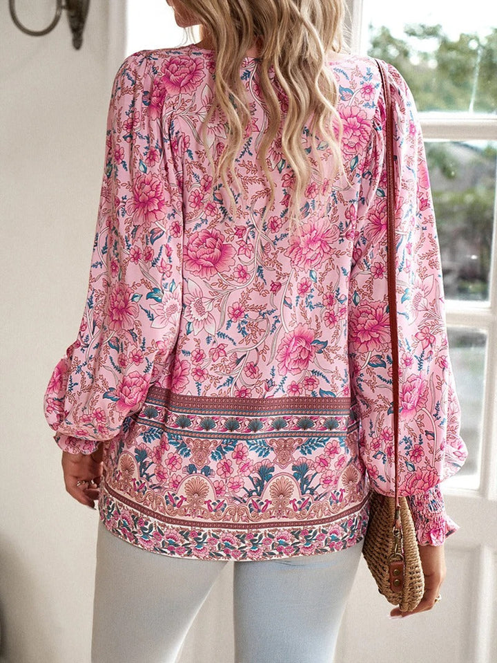 AGNES | FLORAL BUTTON-DOWN BLOUSE WITH LOOSE FIT
