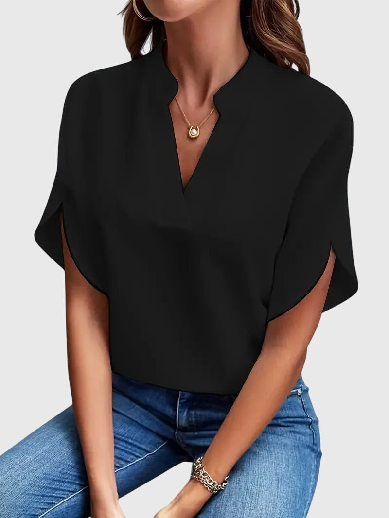 BEATRIX | LUXURY V-NECK SHIRT WITH SOFT TEXTURES
