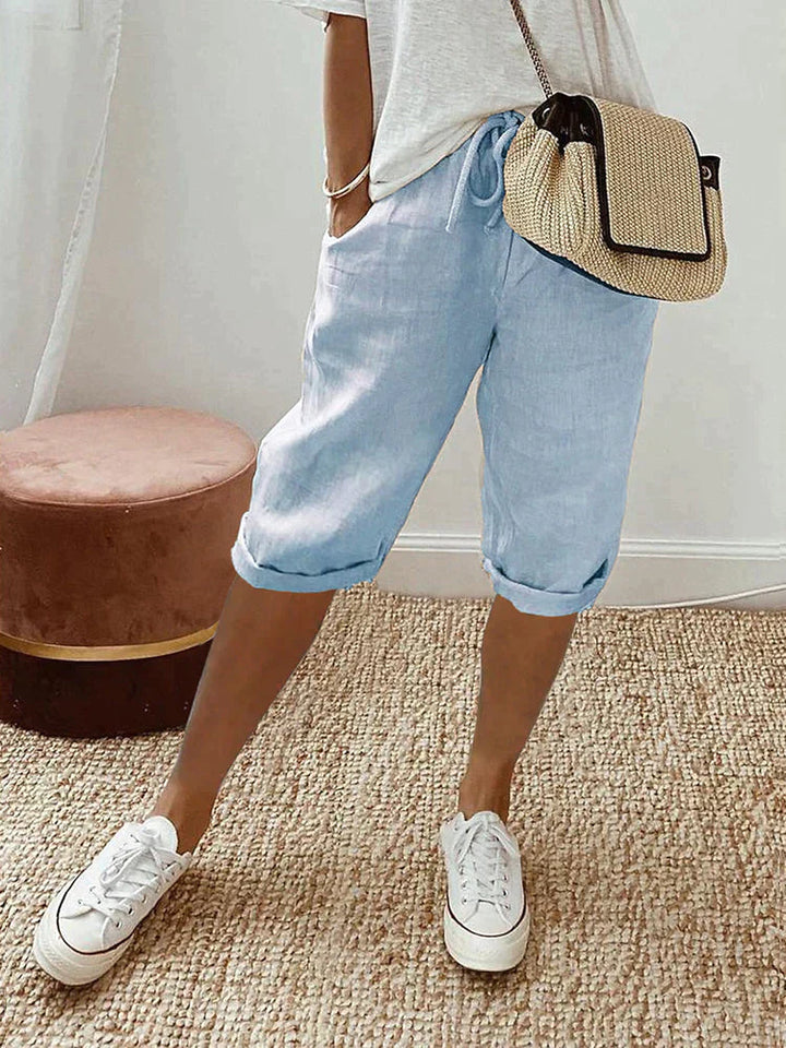FRANCES | BREATHABLE COTTON-LINEN COMFORT SHORTS
