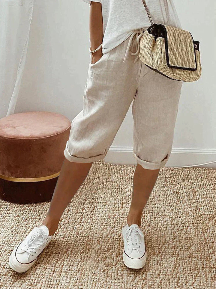 FRANCES | BREATHABLE COTTON-LINEN COMFORT SHORTS