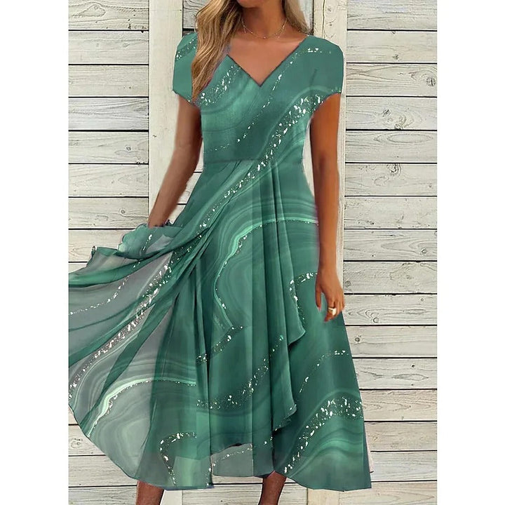 EMILY | ELEGANT V-NECK TUMMY-COVERAGE MIDI DRESS