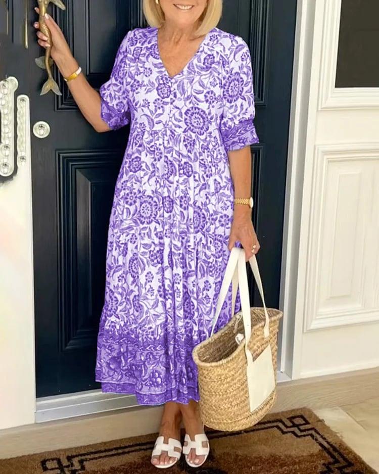 HELENA | ELEGANT FLORAL TUMMY-COVERAGE MAXI DRESS