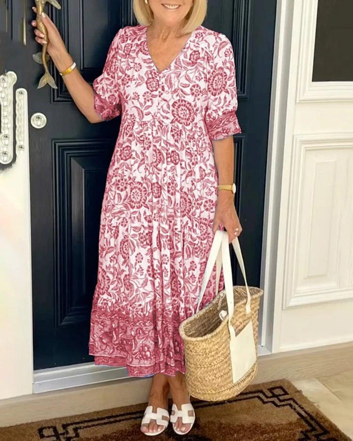 HELENA | ELEGANT FLORAL TUMMY-COVERAGE MAXI DRESS