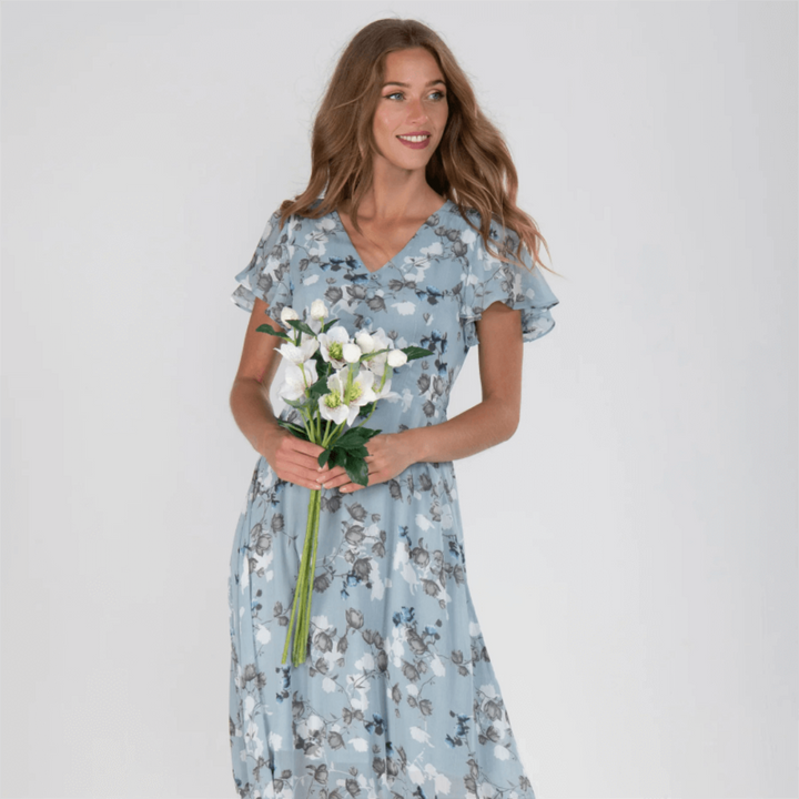 ERICA | ELEGANT FLORAL TUMMY-COVERAGE MAXI DRESS
