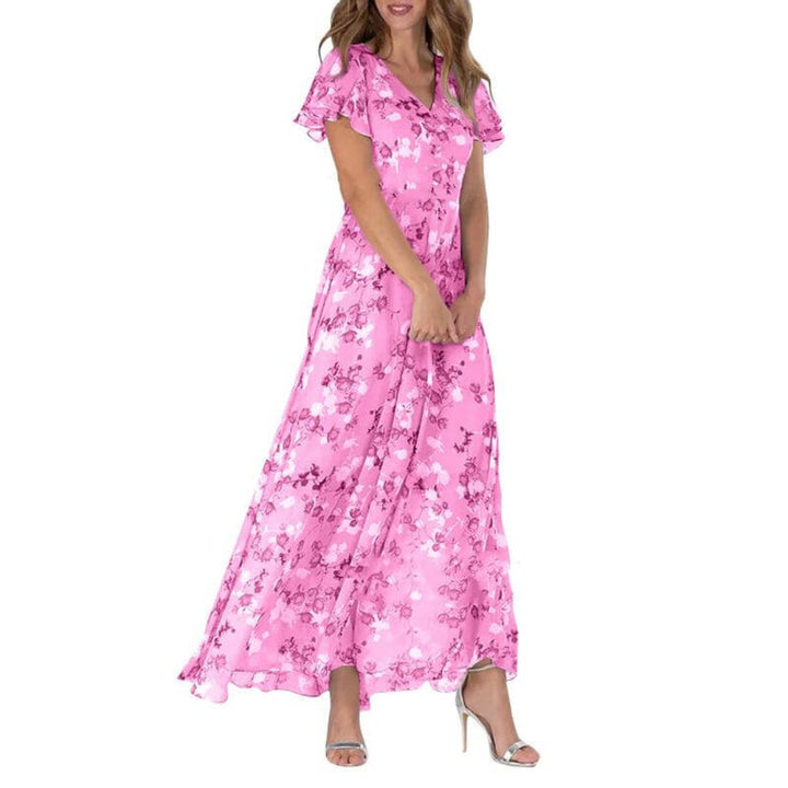 ERICA | ELEGANT FLORAL TUMMY-COVERAGE MAXI DRESS