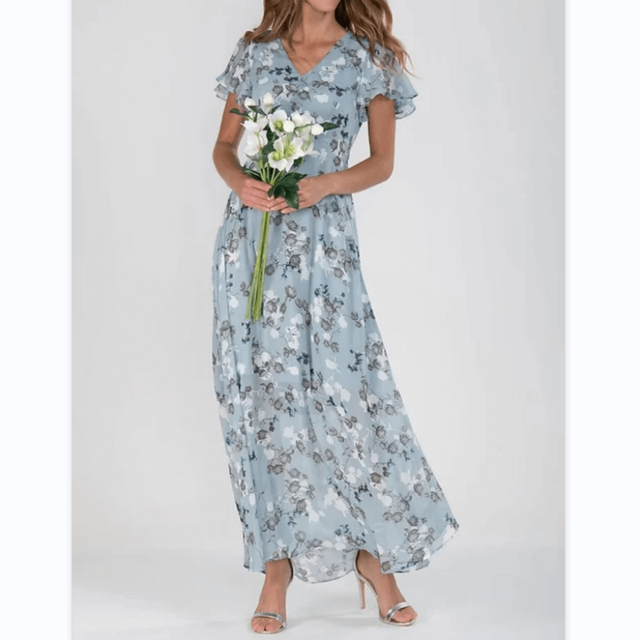 ERICA | ELEGANT FLORAL TUMMY-COVERAGE MAXI DRESS