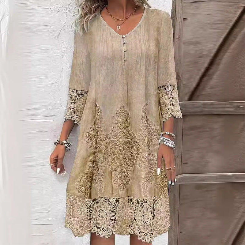 JENNA | ELEGANT FLORAL TUMMY-COVERAGE MIDI DRESS