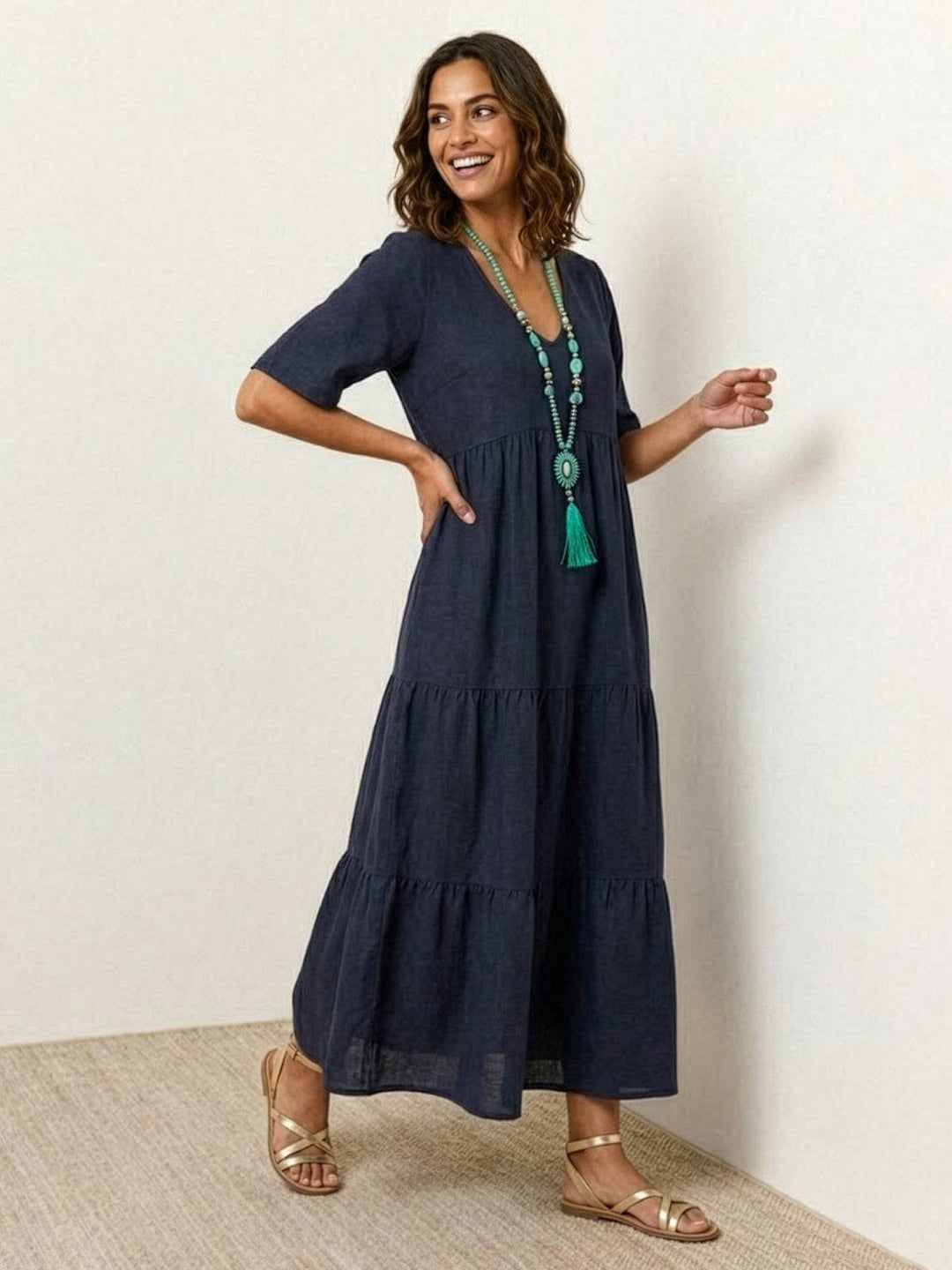 AMBER | ELEGANT TIERED TUMMY-COVERAGE MAXI DRESS