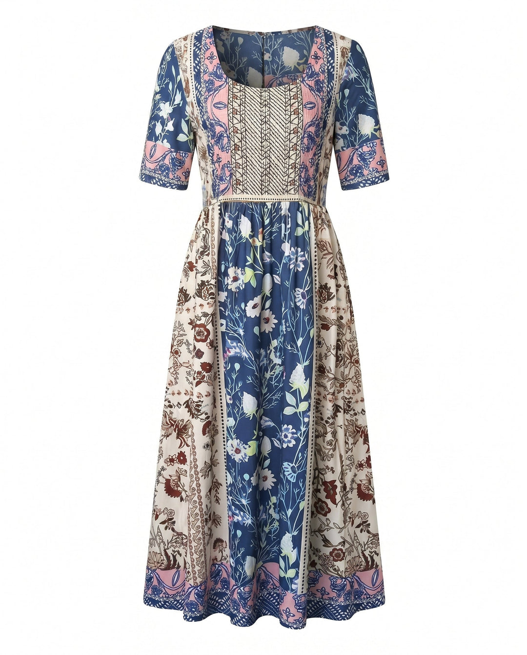 MARIA | BOHO PRINT MIDI DRESS WITH ELEGANT TUMMY COVERAGE