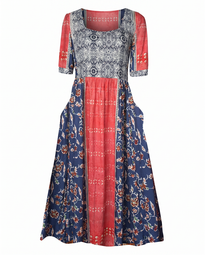 GRACIE | ELEGANT BOHO TUMMY-COVERAGE MIDI DRESS